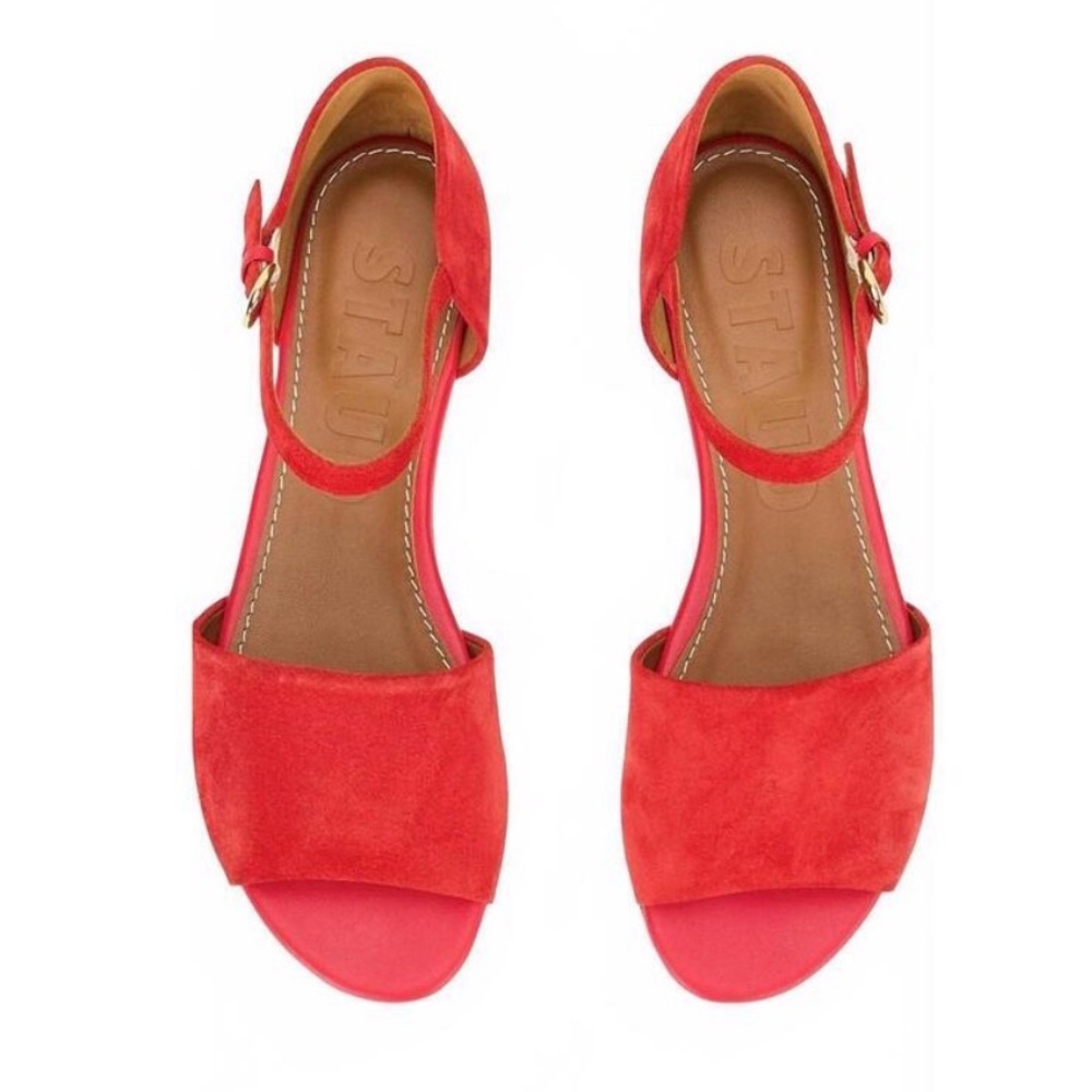 NEW STAUD women's catherine sandals in rose red